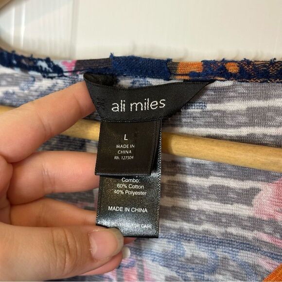 Ali Miles Multicolor Polka Dot Striped Floral Burnout Lace Blouse Sz L Artsy - Picture 6 of 8